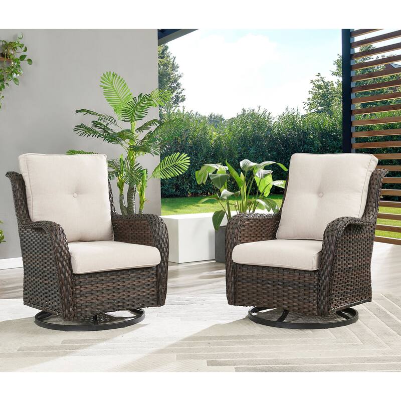 Pocassy 5-Piece Outdoor Furniture Set, Swivel chairs with Ottomans