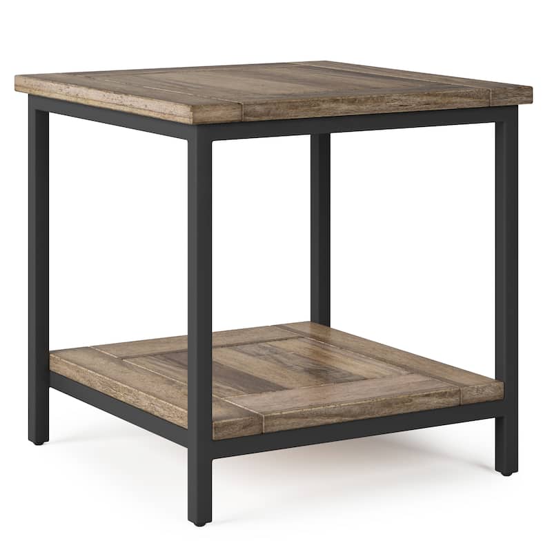 WYNDENHALL Rhonda SOLID MANGO WOOD & Metal 22" Wide Square Industrial End Side Table - 22 W x 22 D x 22 H