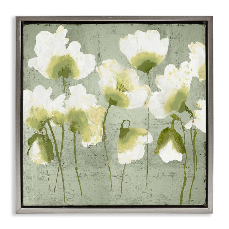 Stupell Charming Flower Impressions Framed Floater Canvas Wall Art Design By Vanessa Austin - 18 x 18 - Grey