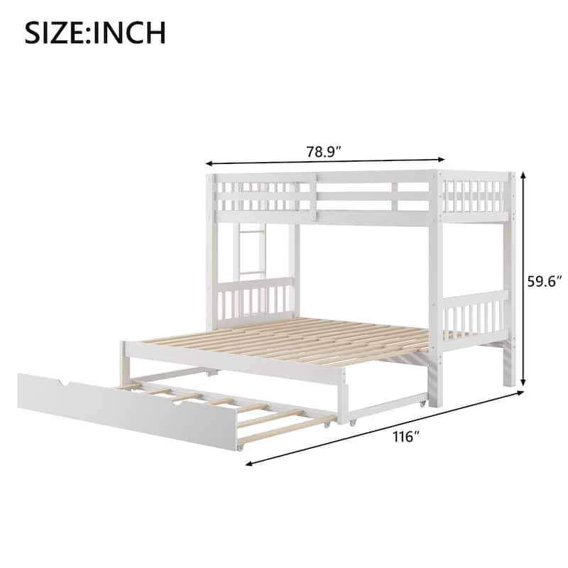 Merax Twin over Twin/Full Bunk Bed, Pull-out Bunk Bed with Trundle