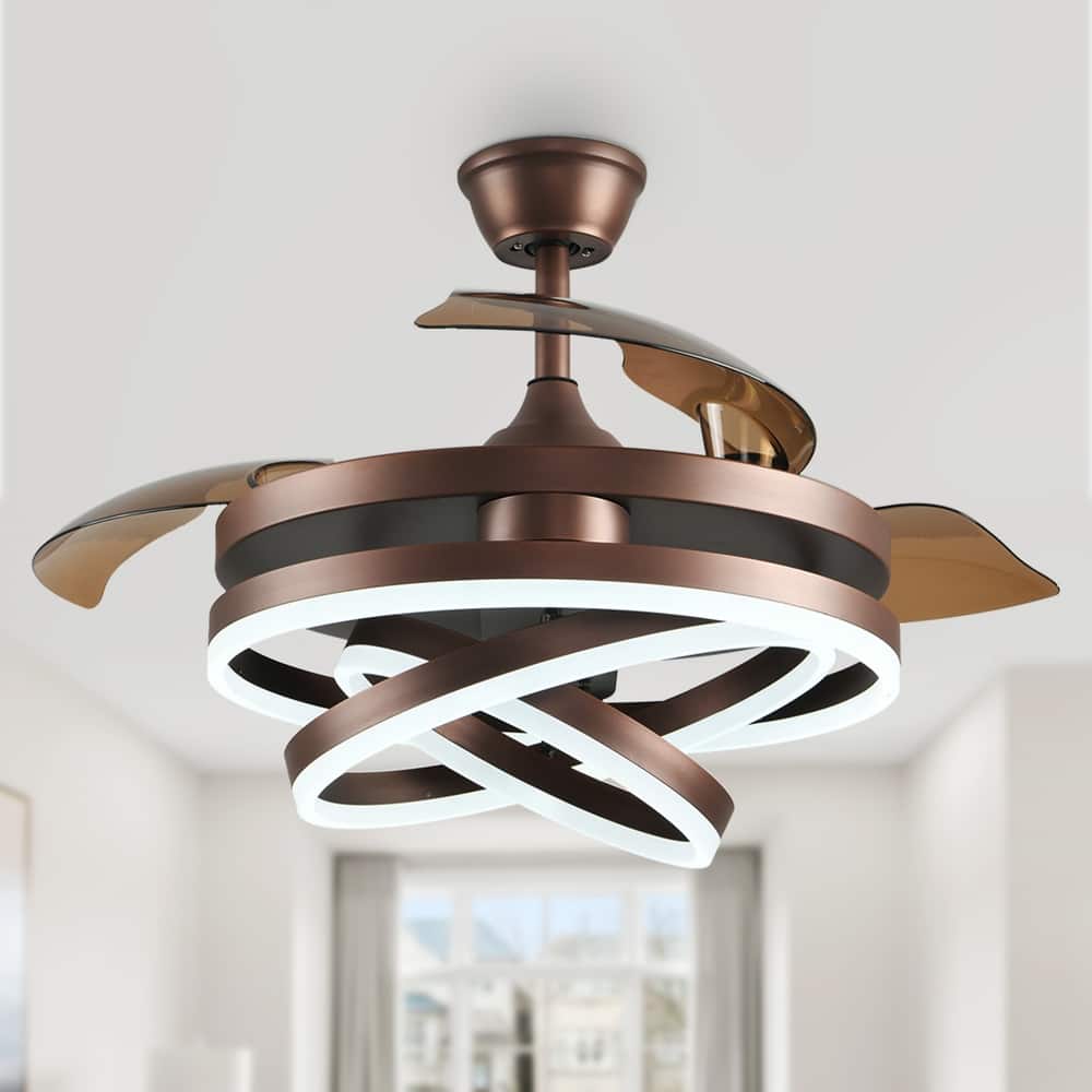 Cusp Barn 42" Retractable Ceiling Fan with Lights and Remote DIY Shape Fandelier Modern Silent DC Motor LED Ceiling Light