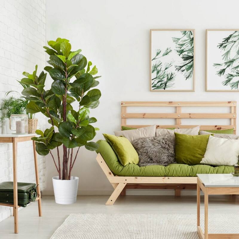 4Ft/5Ft Artificial Fiddle Leaf Fig Tree, Faux Plant for Indoor Outdoor Office