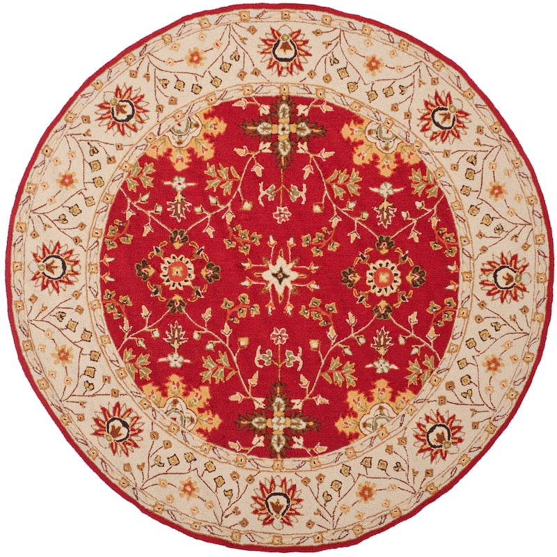 SAFAVIEH, Handmade Easy Care Mariola Oriental Rug - 6' Round - Red/Ivory