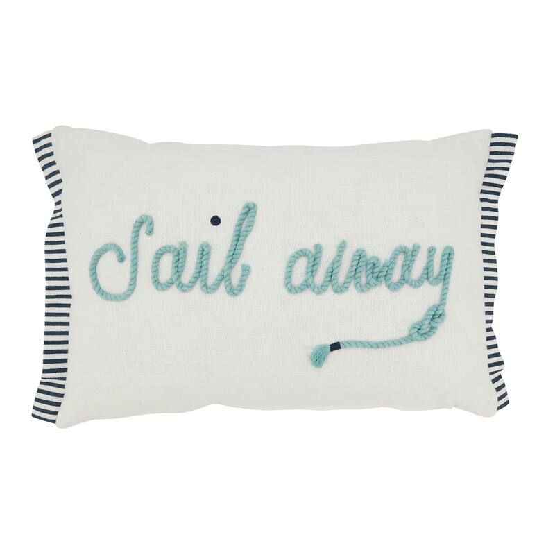 Sail Away Splendor Throw Pillow - 12"x18" - Feather Down - Ivory