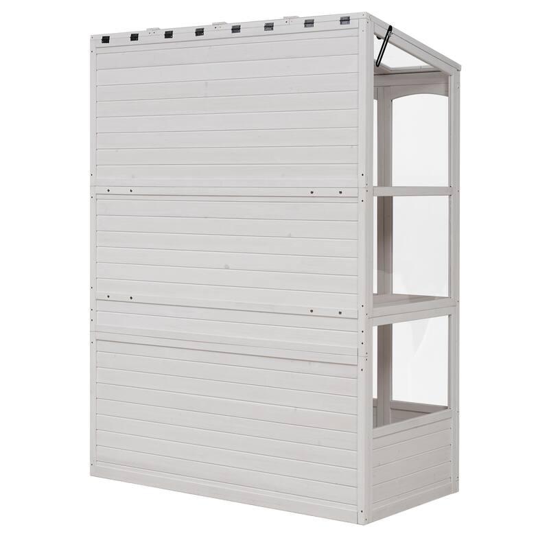 78inch White Organized Storage Wooden Greenhouse with Folding