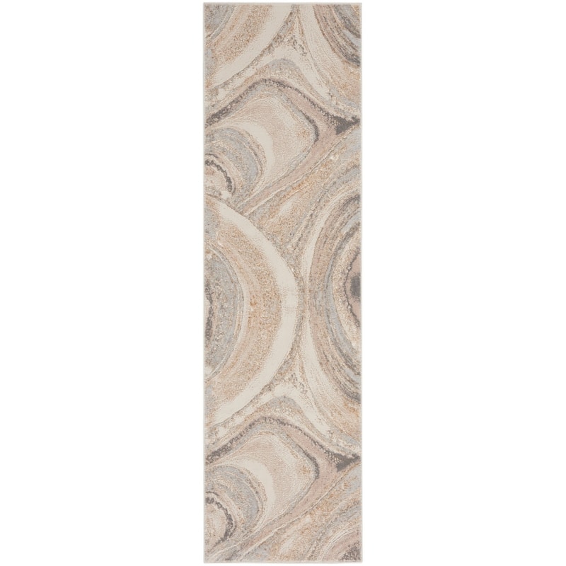 Nourison Brushstrokes Indoor only Abstract Area Rug - 2' 2" x 8' - Cream Grey - Runner