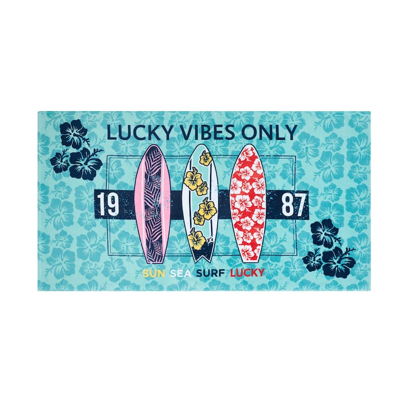 Lucky Brand Navy 36" x 68" 100% Cotton Beach Towel - 36" x 68"