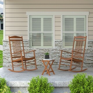 VEIKOUS 3-Piece Outdoor Rocking Chair Set with Folding Table for