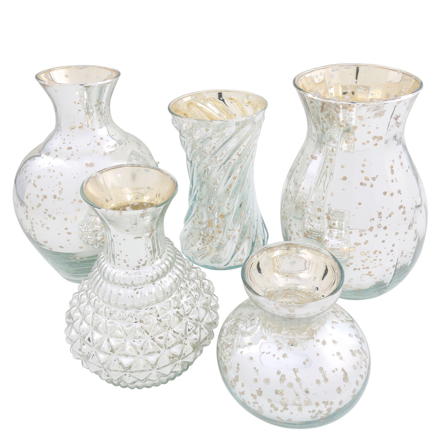 Shop Art Artifact Mercury Glass Vases 5 Piece Assorted Floral