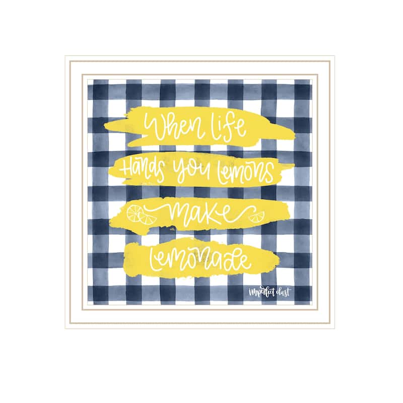 TrendyDecor4U Contemporary "Make Lemonade!" Framed Print Wall Art - White