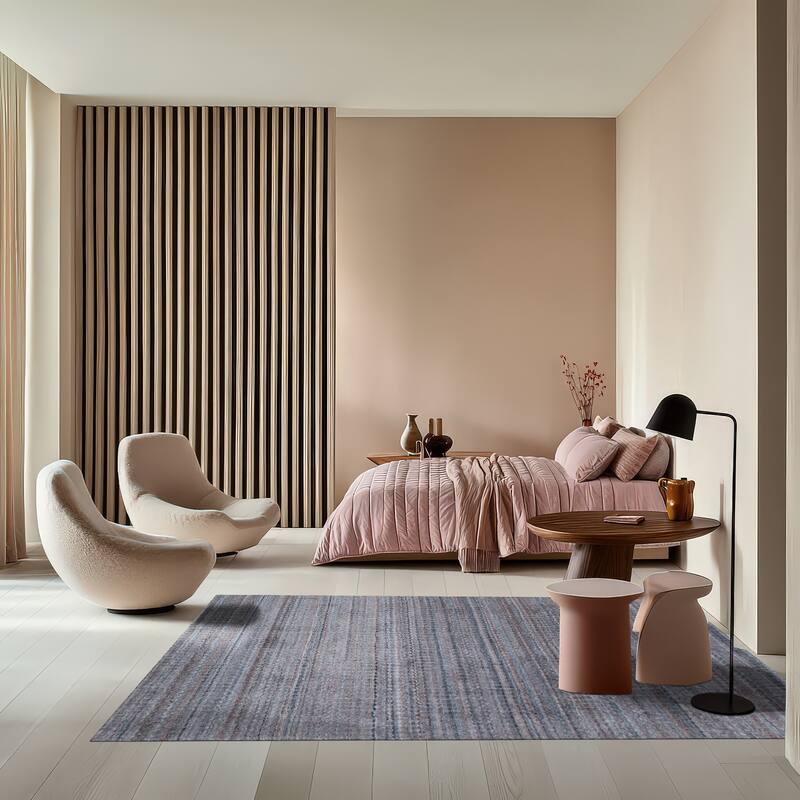 Hand Knotted Wool Multi-Colored Modern Solid Loom Area Rug - Vibrant Sophistication and Superior Craftsmanship