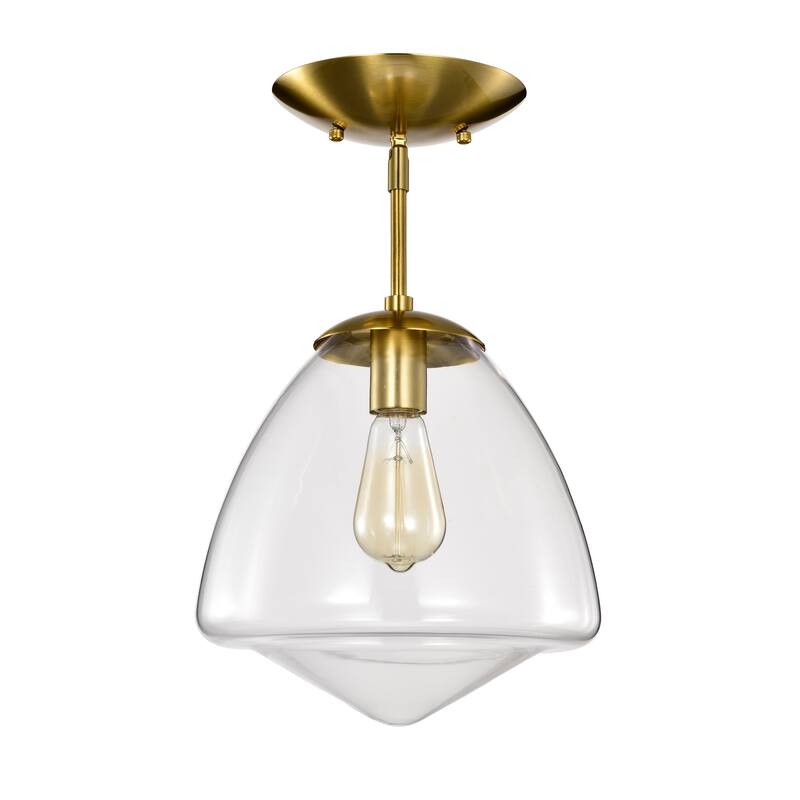 Zylo Semi-Flush Mount Metal Ceiling Lamp with Clear Glass Shade