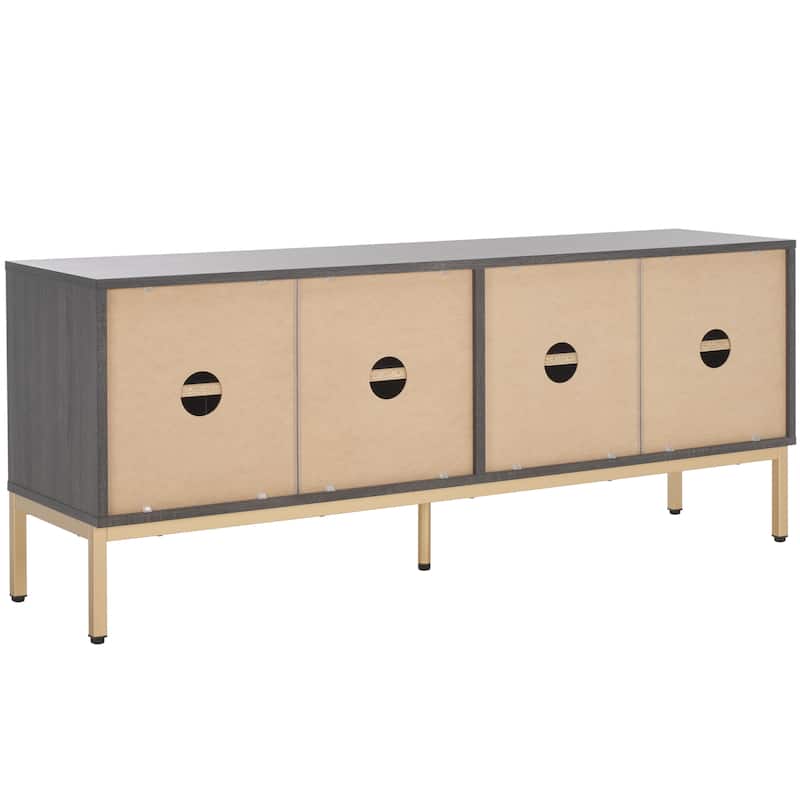 SAFAVIEH Deandra 4-Door Entertainment Media Stand (Fits Up To 65" Flatscreen TV) - 60.8 In. x 17.7 In. x 24.6 In. - 61Wx18Dx25H