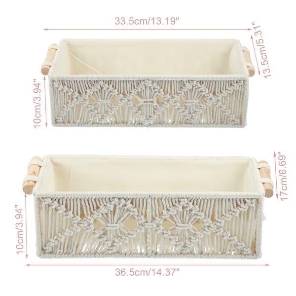 1 Set Woven Baskets Decor Box Macrame Storage Baskets for Home Wood ...