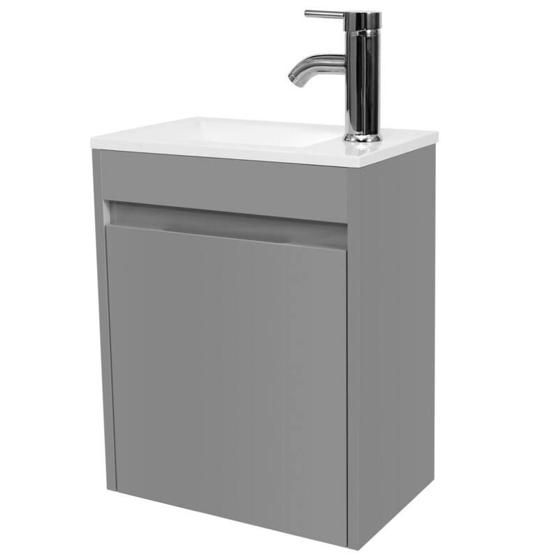 Eclife 16" Bathroom Vanity for Small Space Wall-Mounted Resin Sink Cabinet