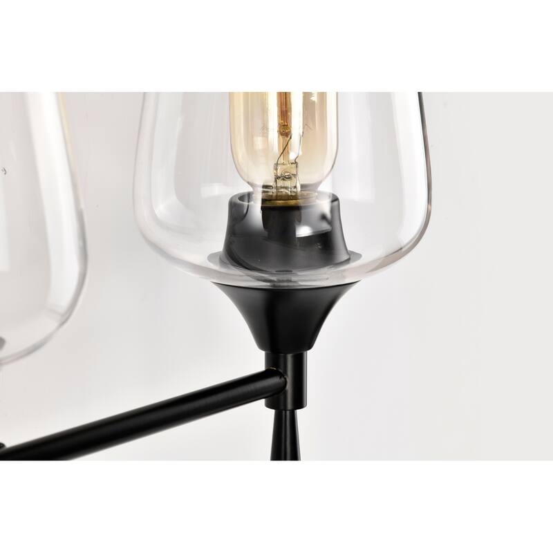 Matte Black 3-Light Modern Vanity Light with Clear Glass Shades