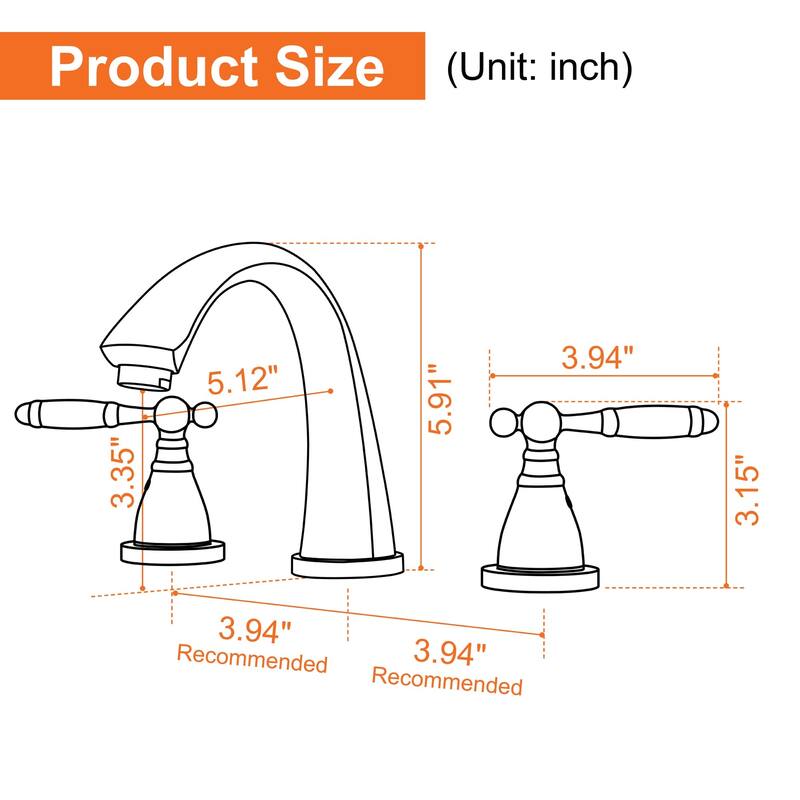 Widespread Bathroom Sink Faucet 3 Holes 8 Inch Bathroom Faucets Two Handle Modern Elegent Lavatory Basin Vanity Taps With Valve