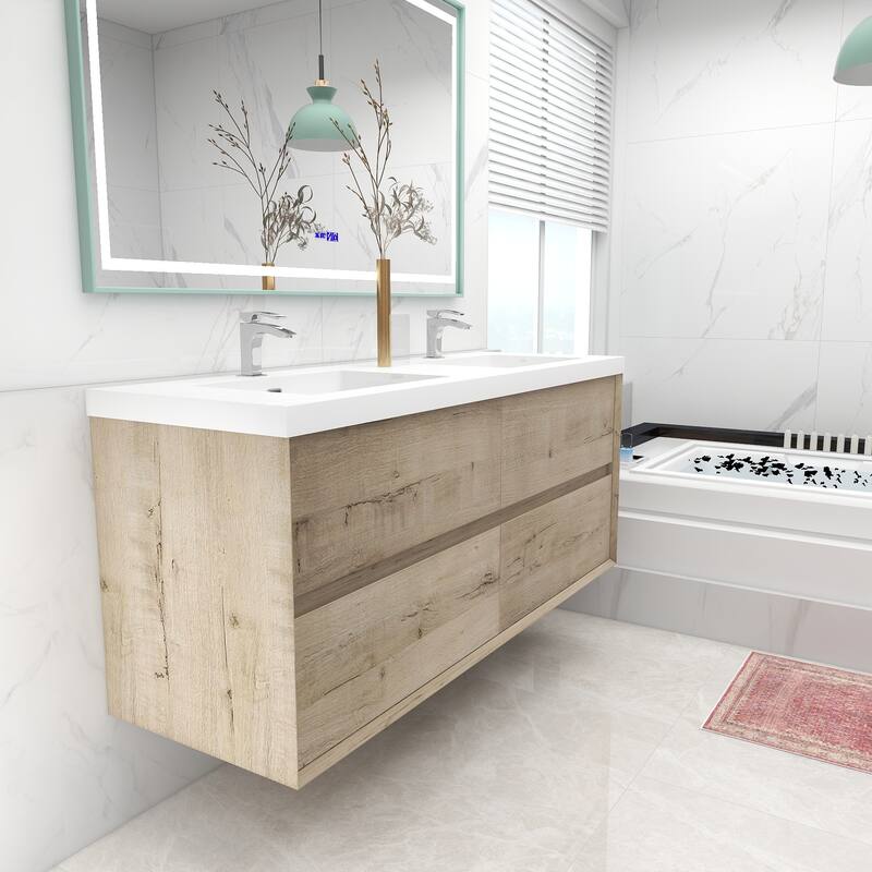 Selina 60" Wall Mounted Vanity with Double Sink