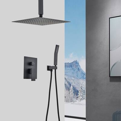 Ceiling Mounted Shower System Combo Set with Handheld and Shower Head