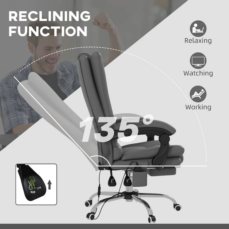 Vibration Massage Office Chair with Heat, Footrest