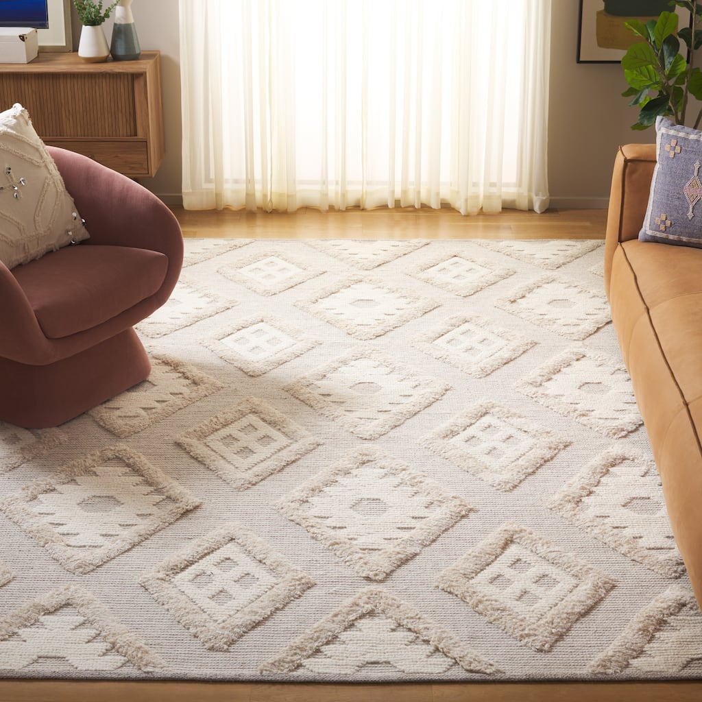 SAFAVIEH Handmade Natura Aladina Rustic Diamond Trellis Wool Rug