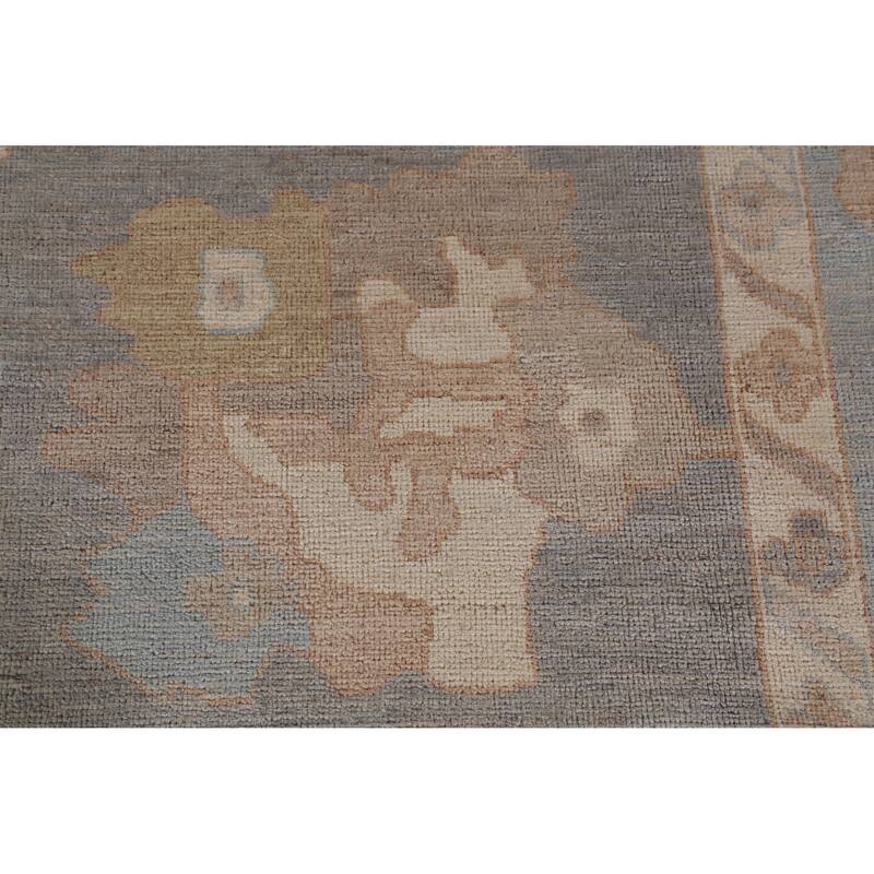 Hand Knotted Oriental 100% Wool Carpet Transitional All-Over Greys & Charcoal Oushak Area Rug - 11' 8'' X 8' 6''