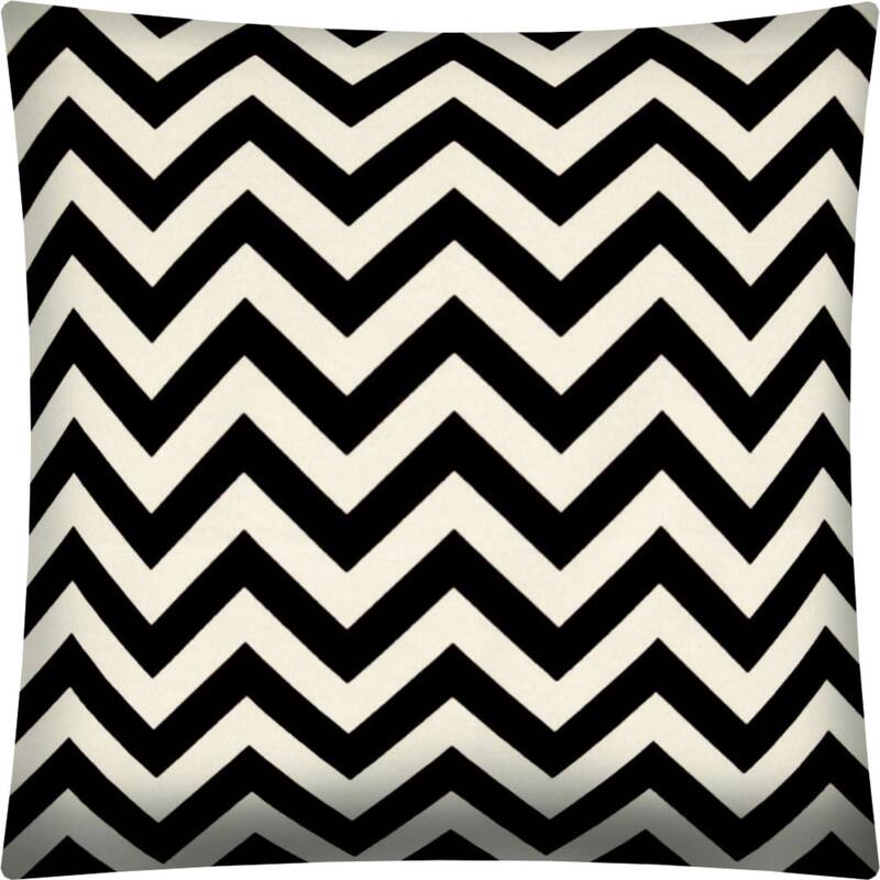 HomeRoots 17" Black and Ivory Chevron Indoor Outdoor Throw Pillow Cover - 17' X '17' X '0.25
