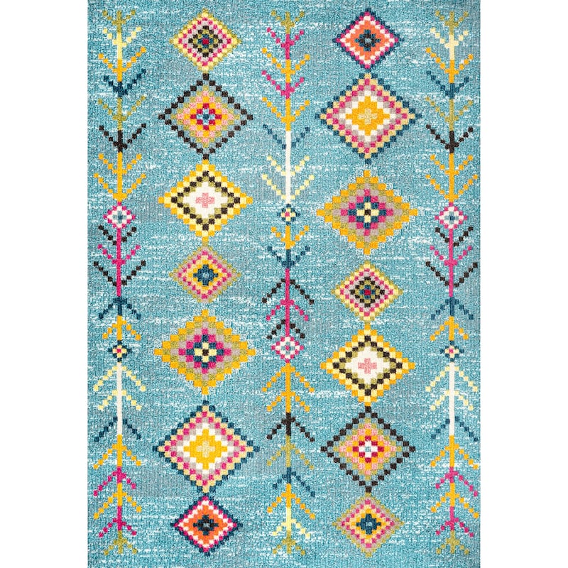 JONATHAN Y Arta Love Geometric Area Rug - 3 X 5 - Light Blue/Multi
