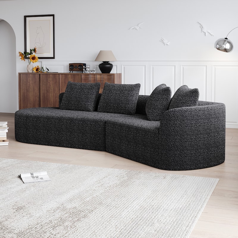 GDFStudio - Blackwood Chenille 4-Seater Oversized Sectional Sofa with Pillows