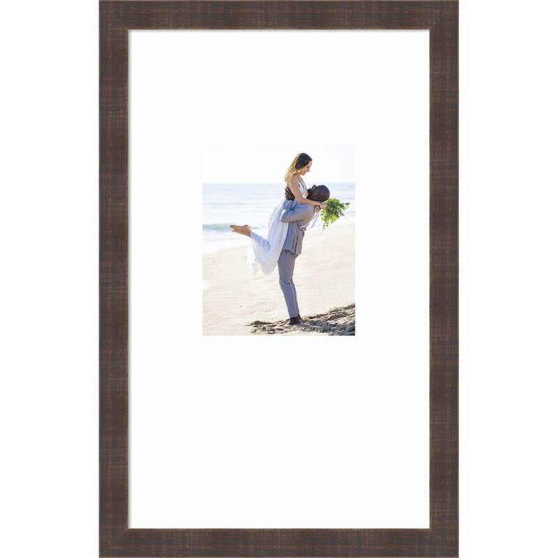 Whiskey Brown Rustic Framed Picture Frame, Photo Frame - 16x26 Matted to 8x10