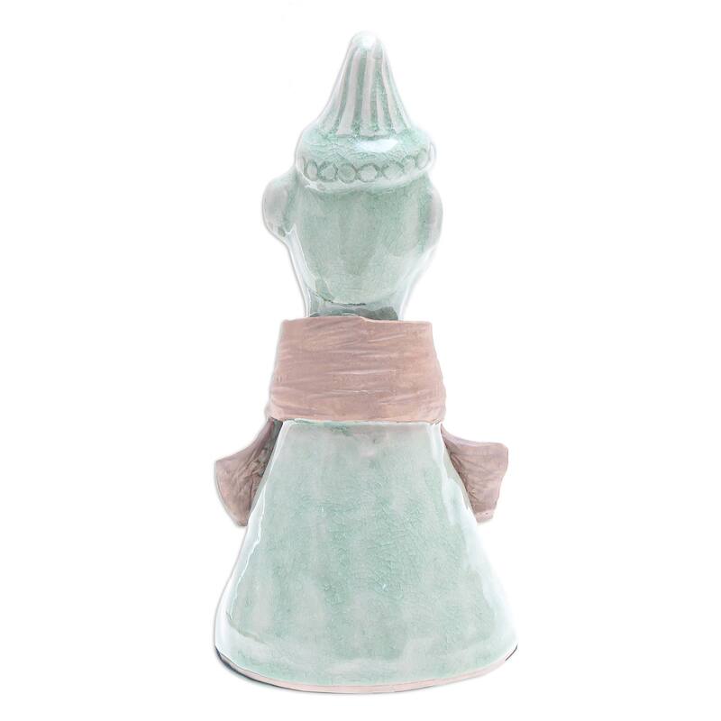 Novica Handmade Hill Tribe Man Celadon Ceramic Sculpture