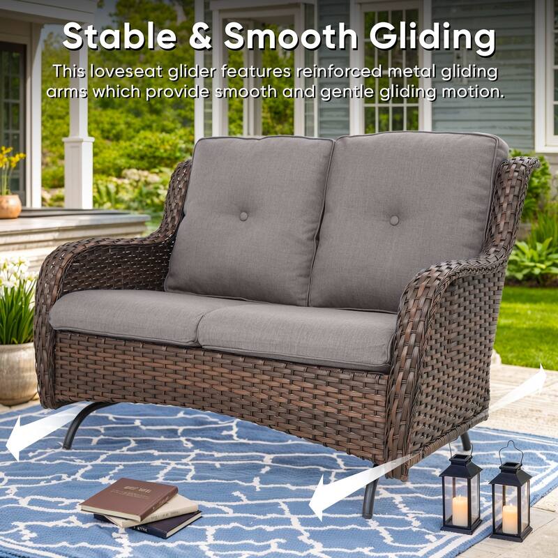 Patio Loveseat Wicker Sofa with Swivel Chair with Table