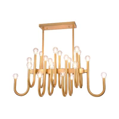24 Light Gold Metal Ceiling Fixture With Glass Shades