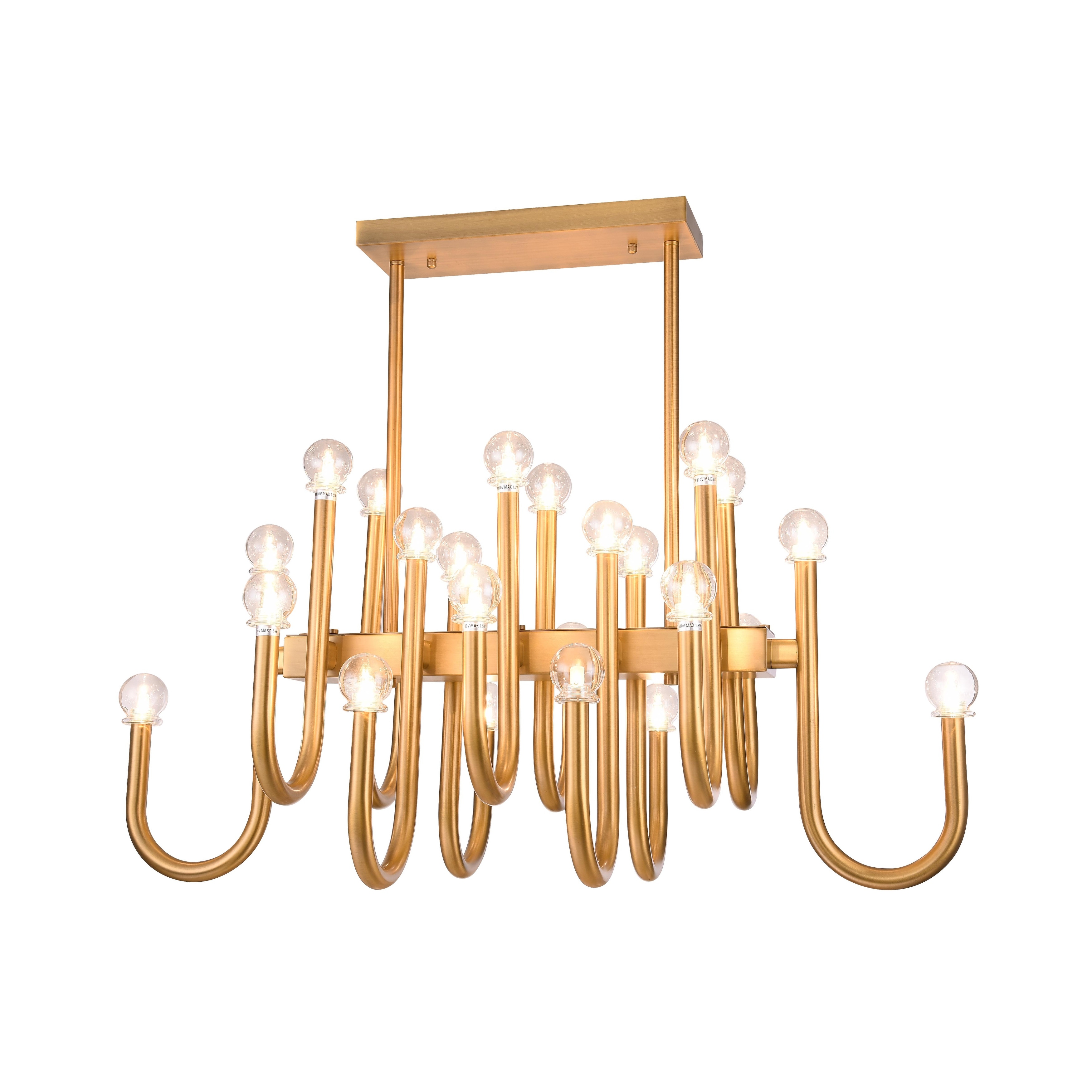 Modern 24 Light Gold Metal Ceiling Fixture With Glass Shades - N/A