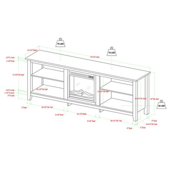 Shop 70 Inch Espresso Fireplace Tv Stand Console With Adjustable