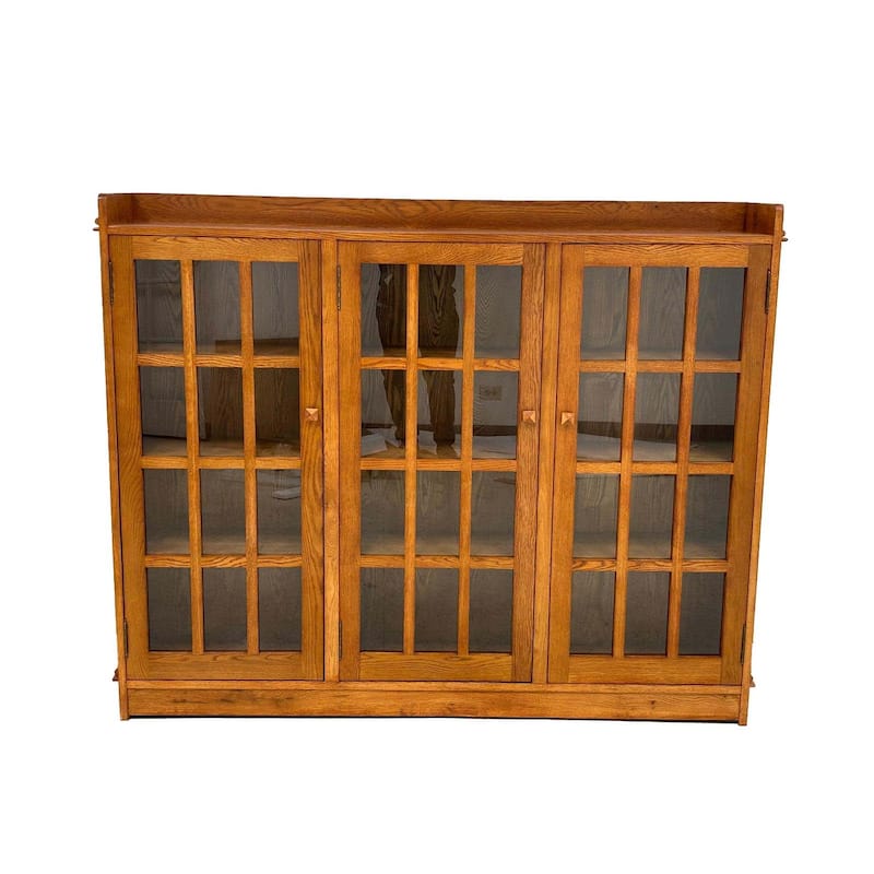 Mission Oak 3 Door Display Bookcase