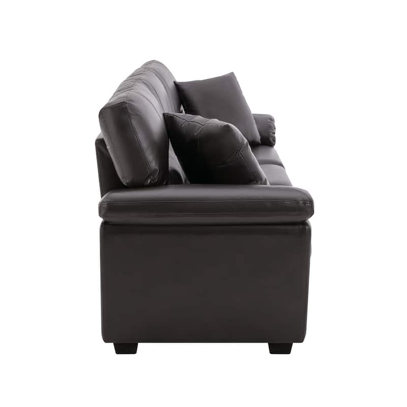 Morden Fort Upholstered Sofa for Living Room,Three-Seater Couch Faux Leather