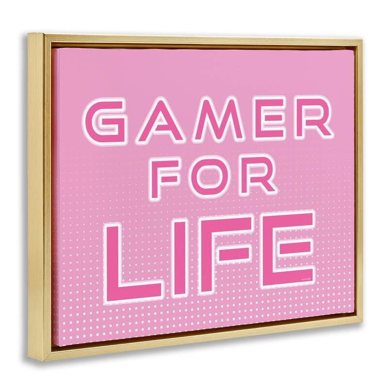 Stupell Pink Gamer For Life Framed Floater Canvas Wall Art Design By Yass Naffas Designs