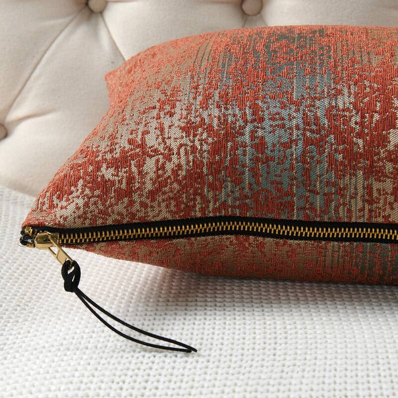 2-Piece Jacquard Chenille Zippered Lumbar Pillow Cover Set