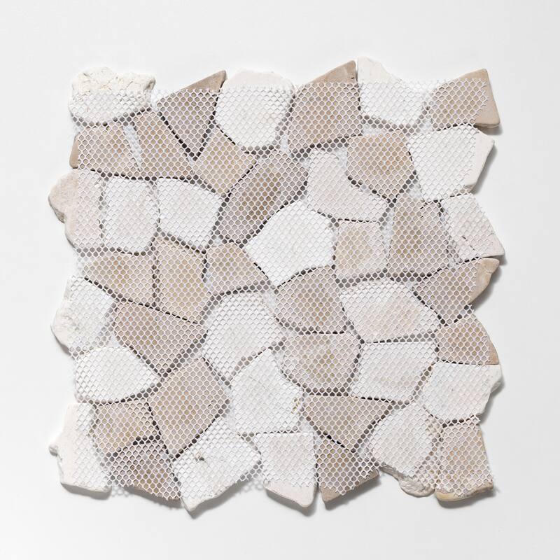 Fit Mosaic 11 in. x 11 in. Marble Mesh-Mounted Mosaic Wall and Floor Tile
