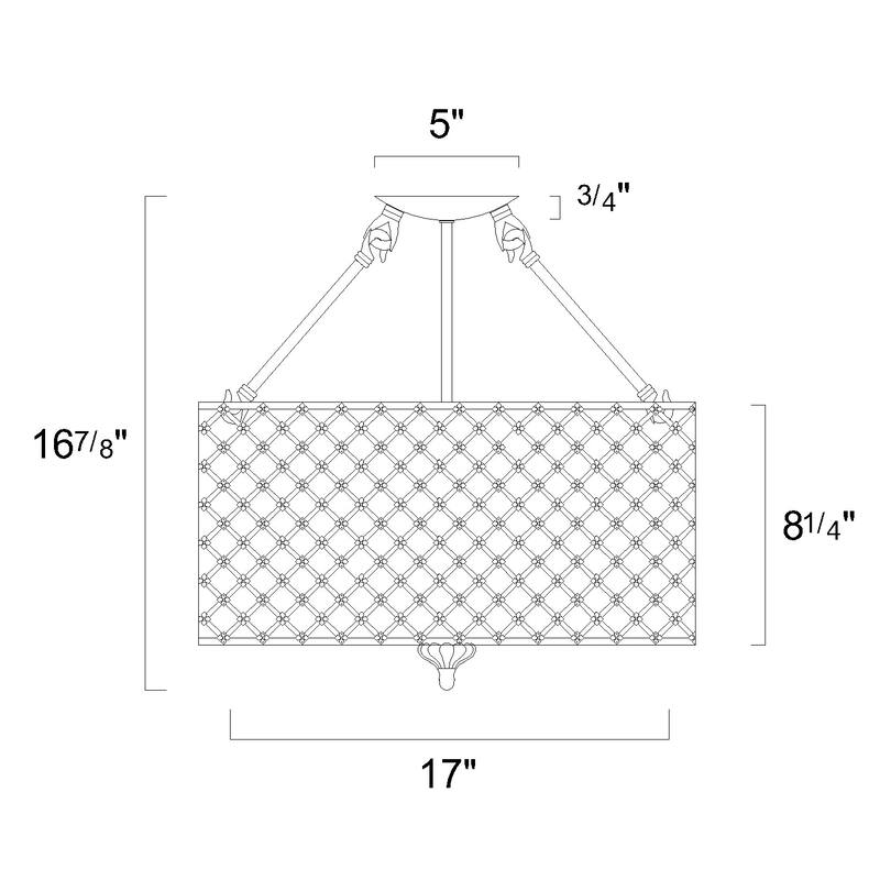 Chrome 4-Light Beaded Drum Crystal Semi Flush Mount