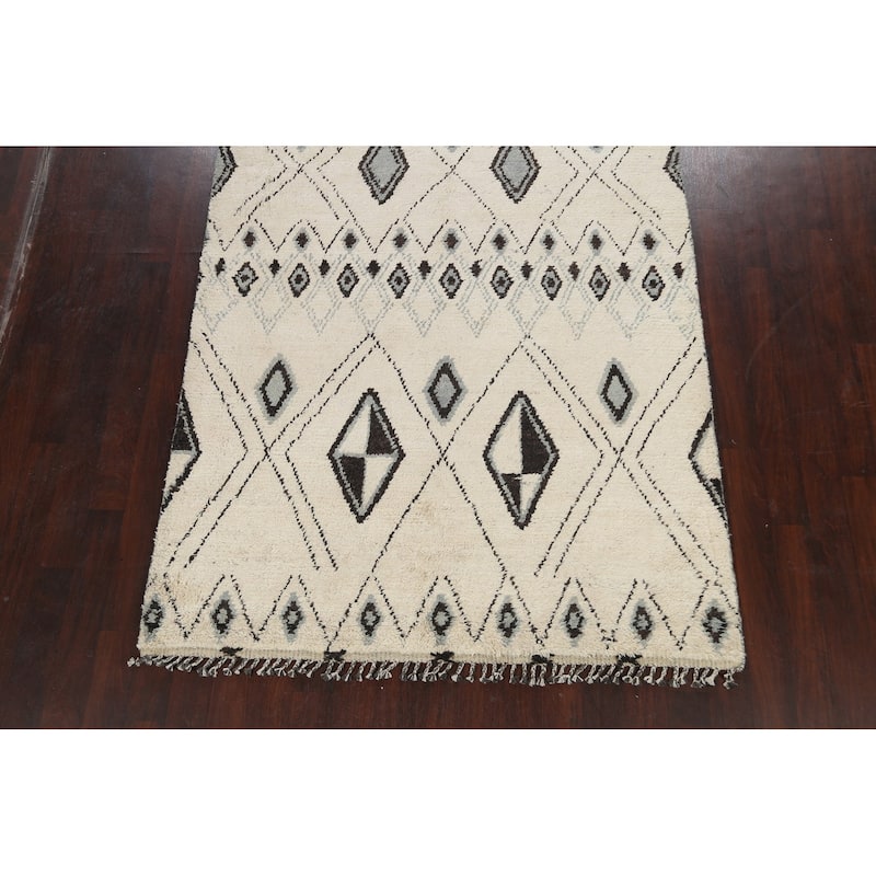 Vegetable Dye Moroccan Berber Oriental Area Rug Wool Handmade Carpet - 6'1" x 9'2"