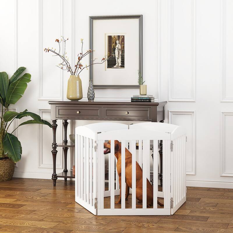 COSTARS Foldable Dog Gate, Dog Gates for Doorways, Stairs, The House, Wooden Freestanding Pet Gate Indoor, Step Over Puppy Gate