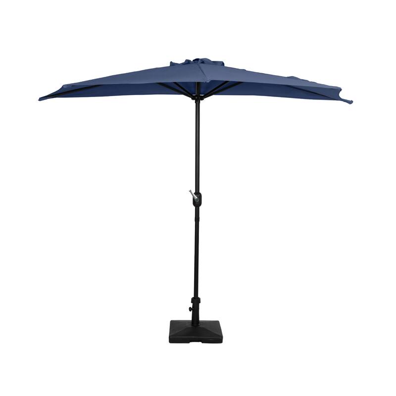 9 ft Half Market Umbrella With Heavy Duty Concrete Base Stand