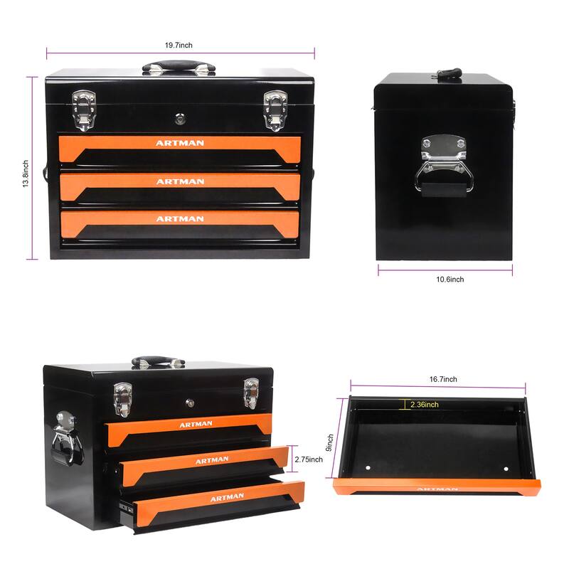 3 Drawers Tool Box with Tool Set