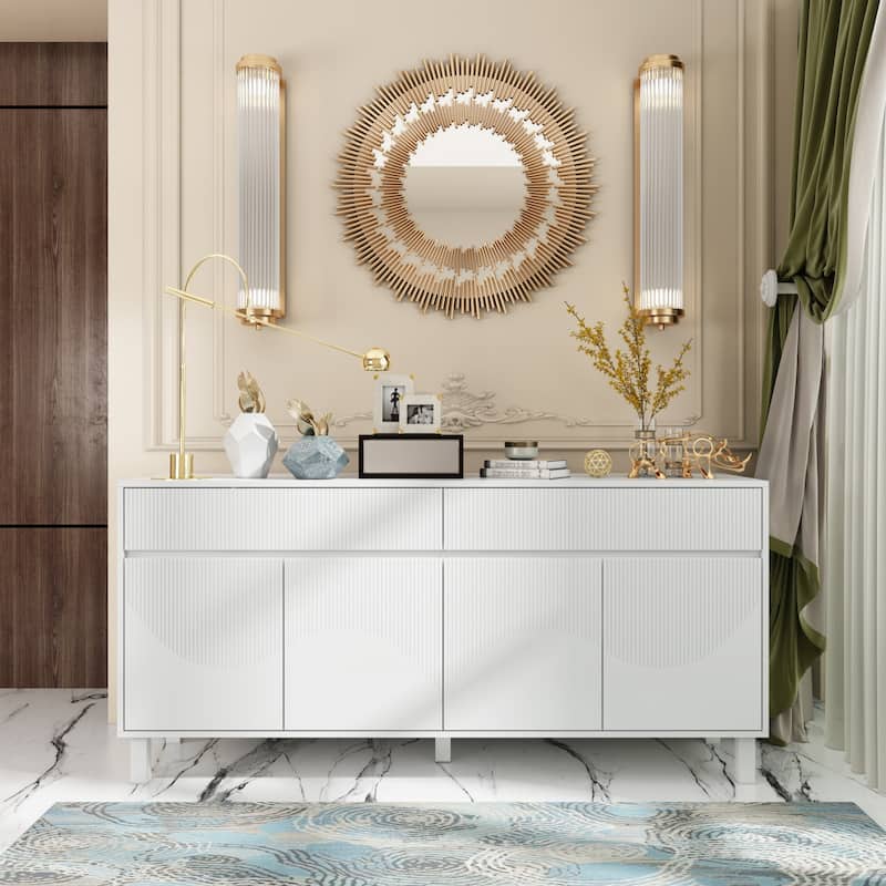 Console Table Accent Organize in Style - 2-Drawer White Floor Cabinet - 63"W