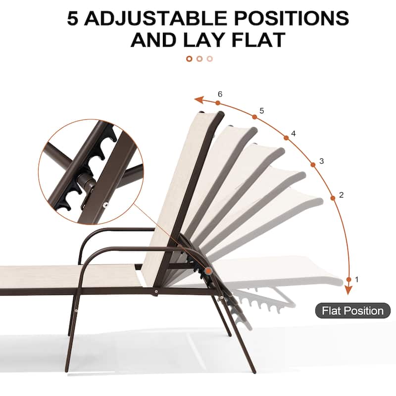 Crestlive Products Outdoor Patio Adjustable Chaise Lounge Chairs Set