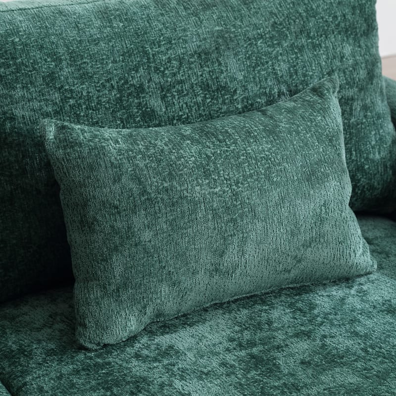 Green 68.9'' Chenille 2-Seater Sofa with Detachable Cushions and Wooden Legs
