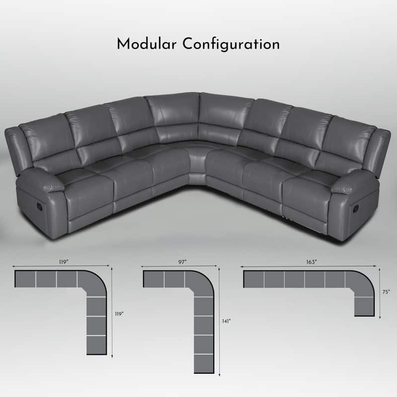 119''W 7-Seat Faux Leather Manual Recliner Large Sectional Reclining Sofa