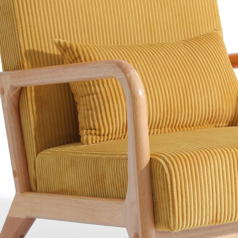 25" W Mid Century Upholstered Wood Accent Chair with Pillow